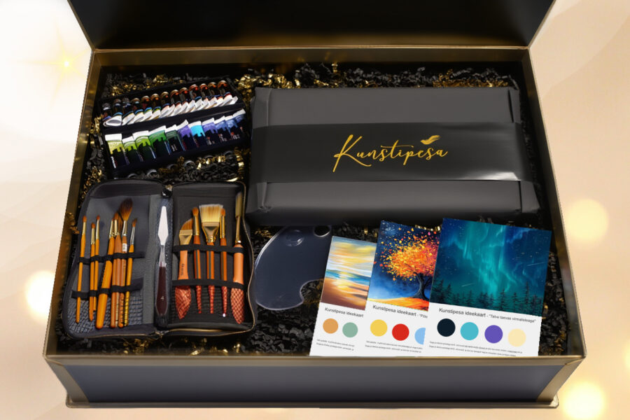 Kinkekomplekt sisu must Maalitarvete kinkekarp täiskasvanutele